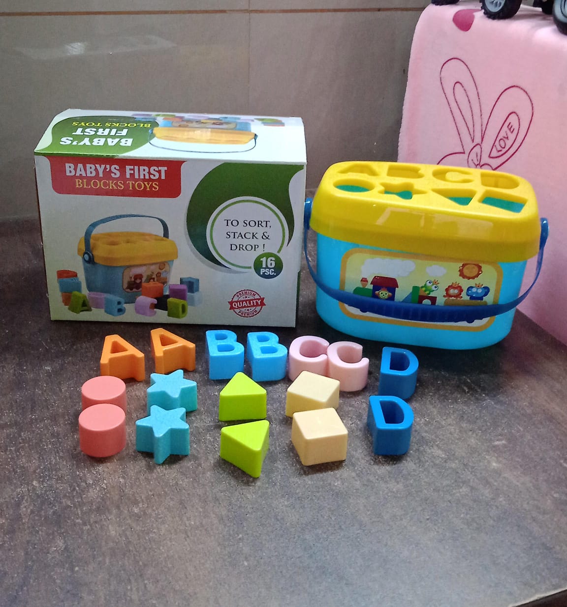 Baby First Block Set for Kids Non-Toxic Abcd Geometric Shape Sorting & Stacking Toy (1 Set) Baby First Block Set for Kids Non-Toxic Abcd Geometric Shape Sorting & Stacking Toy (1 Set)